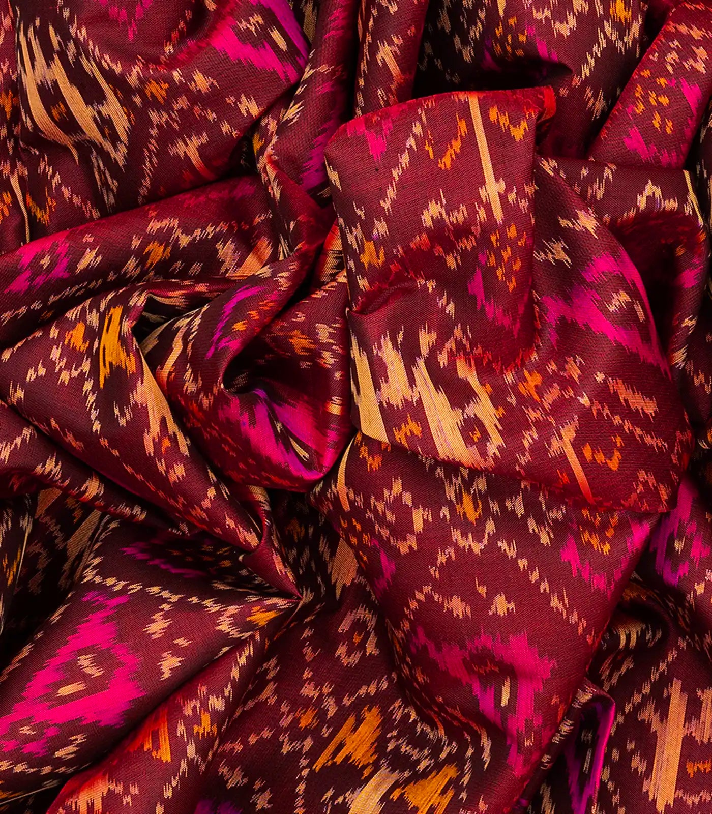 Maroon Handloom Rajkot Patola Silk Saree With Bird Motifs-Maroon