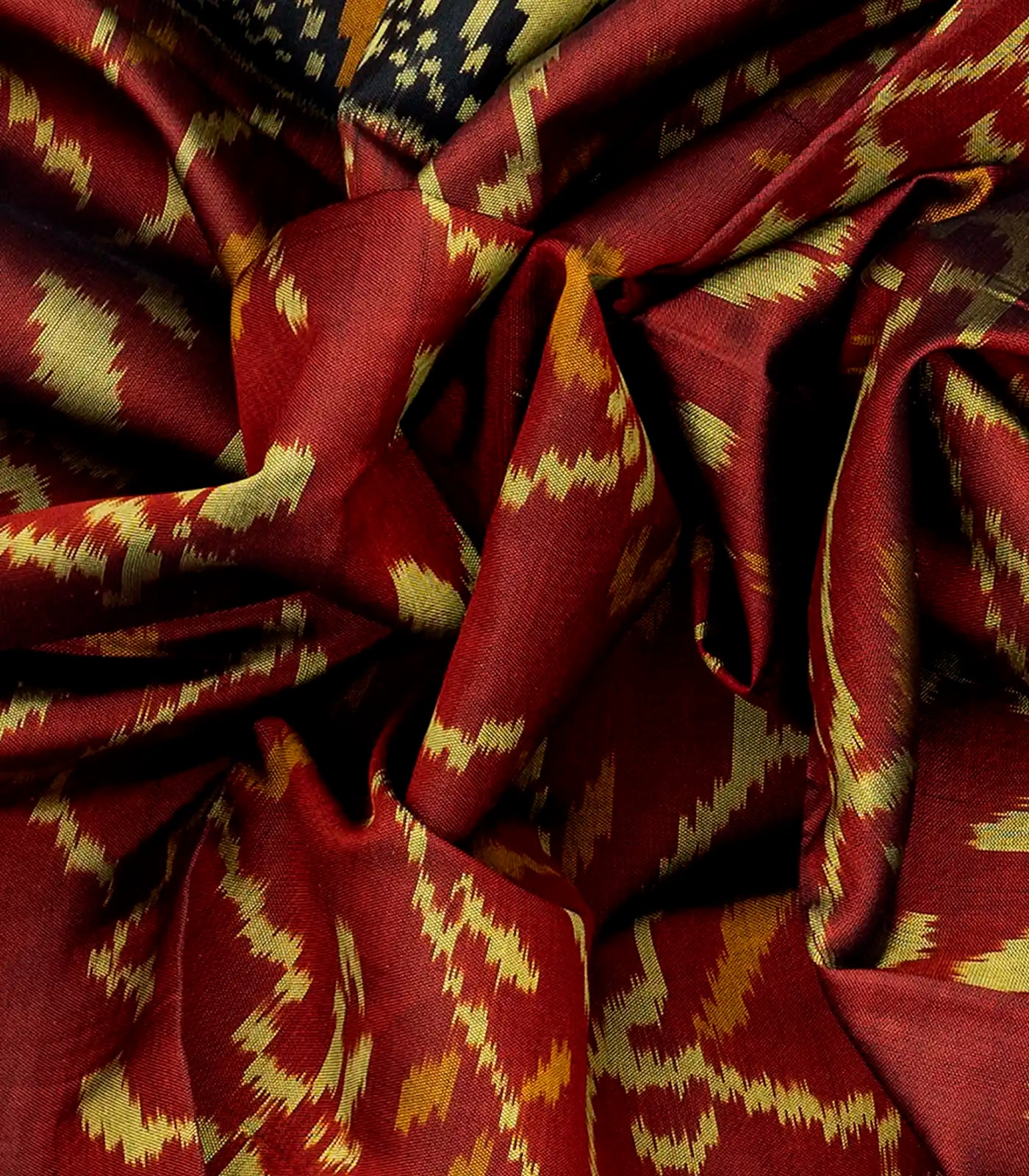 Maroon Handloom Rajkot Patola Silk Saree With Floral Motifs-Maroon