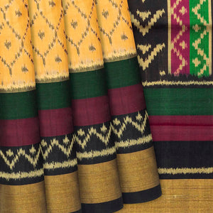 Sandal Handloom Rajkot Patola Silk Saree With Jaal Motifs-Sandal