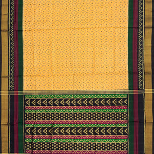 Sandal Handloom Rajkot Patola Silk Saree With Jaal Motifs-Sandal