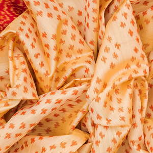 Off White Handloom Rajkot Patola Silk Saree With Diamond Motifs-Off White