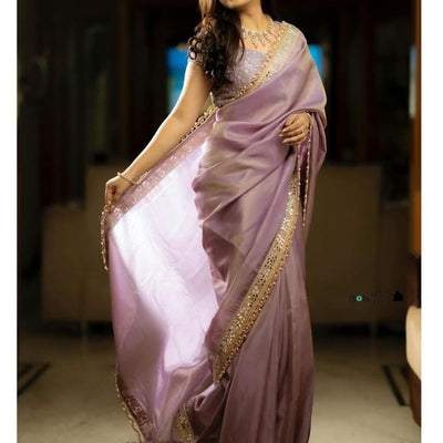 Mirror Work Tissue silk embroidery work saree
