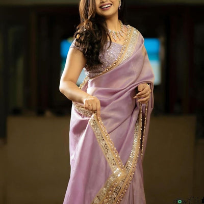 Mirror Work Tissue silk embroidery work saree