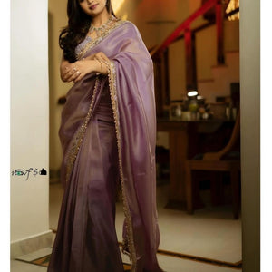 Mirror Work Tissue silk embroidery work saree