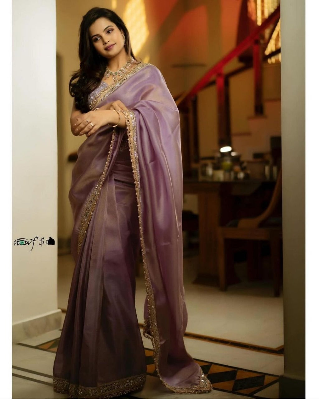 Mirror Work Tissue silk embroidery work saree