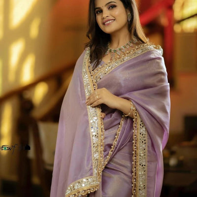 Mirror Work Tissue silk embroidery work saree