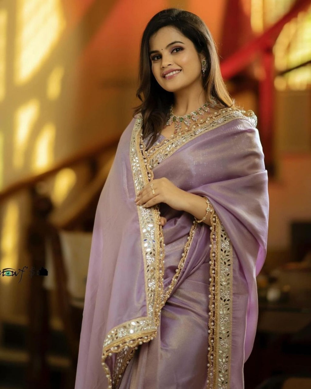 Mirror Work Tissue silk embroidery work saree