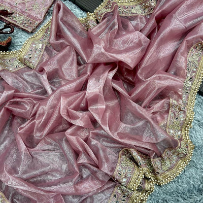 Mirror Work Tissue silk embroidery work saree