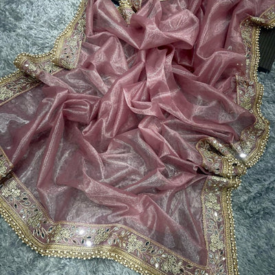 Mirror Work Tissue silk embroidery work saree