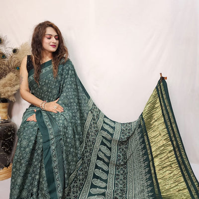 Modal Silk Ajrakh work Saree