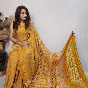 Modal Silk Ajrakh work Saree
