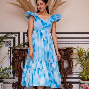 BLUE JEEVA GEORGETTE DRESS