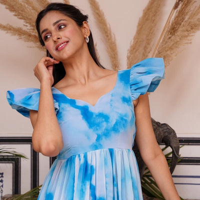 BLUE JEEVA GEORGETTE DRESS