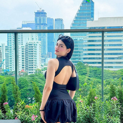 Cairo Statement Summer Dress in Black