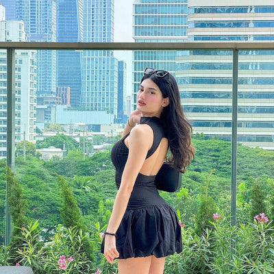 Cairo Statement Summer Dress in Black
