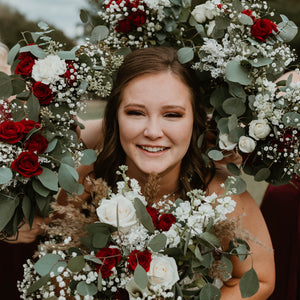 Rustic White and Maroon Wedding