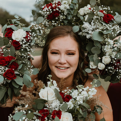 Country Crimson and White Rural Wedding