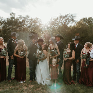 Country Crimson and White Rural Wedding
