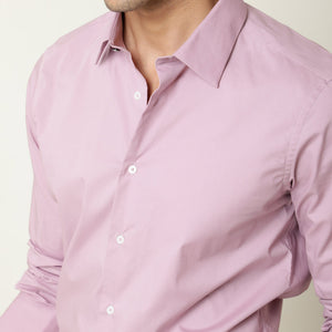 Rare Rabbit Men's Neutons Pink Cotton Lycra Fabric Full Sleeves Solid Shirt