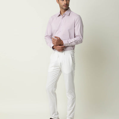 RARE RABBIT MEN'S NEUTRO LS PASTEL PURPLE SHIRT COTTON POLYESTER FABRIC COLLARED NECK FULL SLEEVES BUTTON CLOSURE SLIM FIT