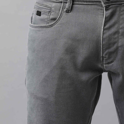 Rare Rabbit Men's Quad Light Grey Mid-Rise Garment Dyed Regular Fit Jeans