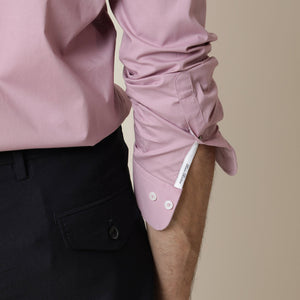 Rare Rabbit Men's Neutons Pink Cotton Lycra Fabric Full Sleeves Solid Shirt