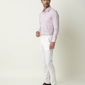 RARE RABBIT MEN'S NEUTRO LS PASTEL PURPLE SHIRT COTTON POLYESTER FABRIC COLLARED NECK FULL SLEEVES BUTTON CLOSURE SLIM FIT