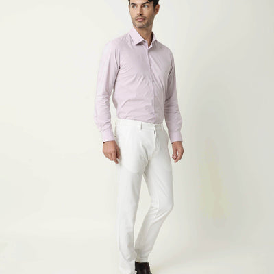 RARE RABBIT MEN'S NEUTRO LS PASTEL PURPLE SHIRT COTTON POLYESTER FABRIC COLLARED NECK FULL SLEEVES BUTTON CLOSURE SLIM FIT