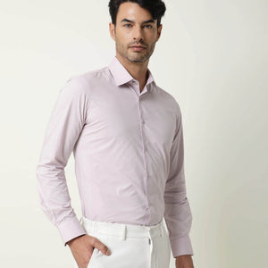 RARE RABBIT MEN'S NEUTRO LS PASTEL PURPLE SHIRT COTTON POLYESTER FABRIC COLLARED NECK FULL SLEEVES BUTTON CLOSURE SLIM FIT