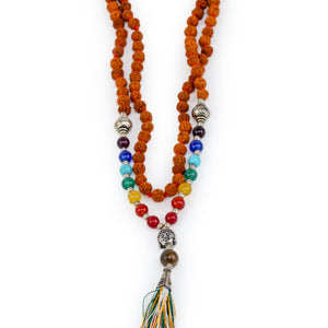 7 Chakra Rudraksha Mala with Buddha Charm