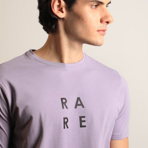 Rare Rabbit Mens Lalyy Purple Cotton Lycra Fabric Short Sleeves Slim Fit T-Shirt