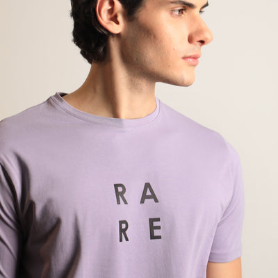 Rare Rabbit Mens Lalyy Purple Cotton Lycra Fabric Short Sleeves Slim Fit T-Shirt