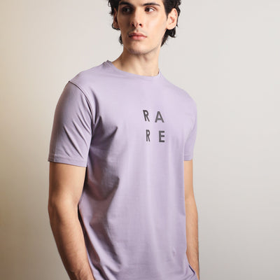 Rare Rabbit Mens Lalyy Purple Cotton Lycra Fabric Short Sleeves Slim Fit T-Shirt