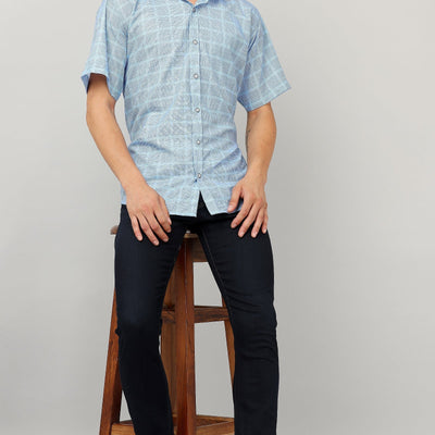 Darnandstitch® Printed Striped Short-Sleeve Shirt