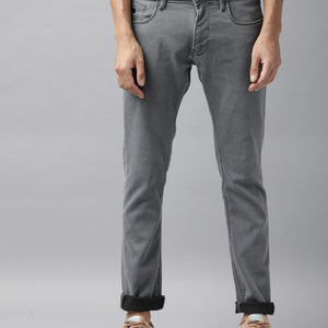 Rare Rabbit Men's Quad Light Grey Mid-Rise Garment Dyed Regular Fit Jeans