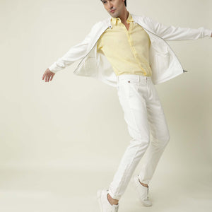 Rare Rabbit Men's Morris Off-White Plain Cotton Knit Jacket