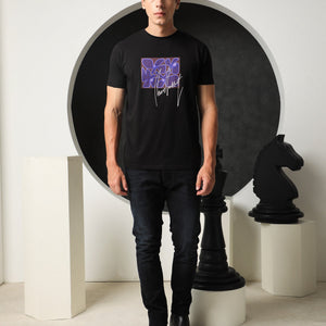 Rare Rabbit Men's Fulton Black Crew Neck Abstract Graphic Print With Branding Half Sleeves Regular Fit T-Shirt