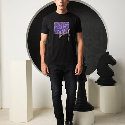 Rare Rabbit Men's Fulton Black Crew Neck Abstract Graphic Print With Branding Half Sleeves Regular Fit T-Shirt