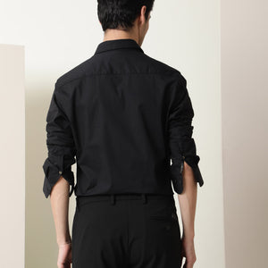 Rare Rabbit Men's I Love U Black Cotton Fabric Embroidered Full Sleeves Shirt