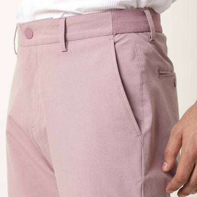 Rare Rabbit Men's Driver Pink Polyester Viscose Fabric Button & Zip Closure Slim Fit Trouser