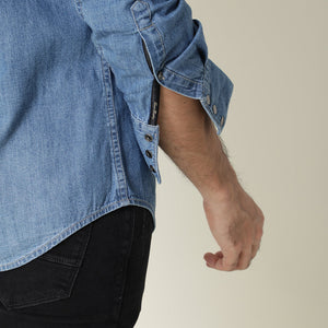 Rare Rabbit Men's Taison Light Blue Full Sleeves Denim Shirt