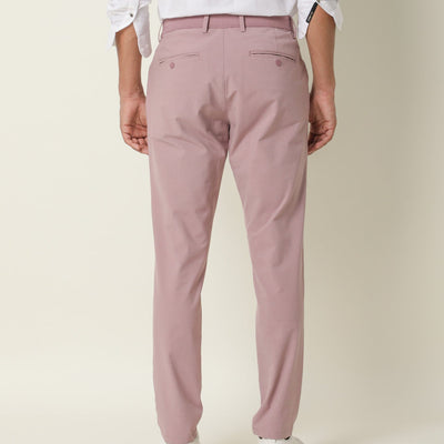 Rare Rabbit Men's Driver Pink Polyester Viscose Fabric Button & Zip Closure Slim Fit Trouser