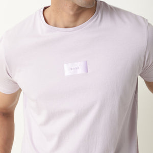 Rare Rabbit Nex Pastel Purple Crew Neck Foil HD Print Half Sleeves Slim Fit T-Shirt