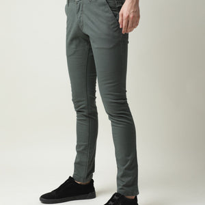 Rare Rabbit Men'S'S Saho Olive Jeans Pant Cotton Lycra Fabric Slim Fit Mid-Rise Waist Zipper Closure