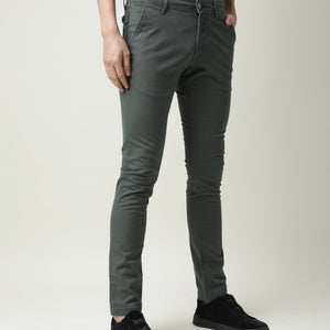 Rare Rabbit Men'S'S Saho Olive Jeans Pant Cotton Lycra Fabric Slim Fit Mid-Rise Waist Zipper Closure