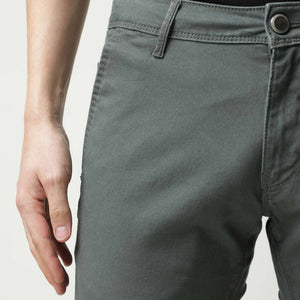 Rare Rabbit Men'S'S Saho Olive Jeans Pant Cotton Lycra Fabric Slim Fit Mid-Rise Waist Zipper Closure