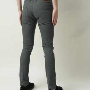 Rare Rabbit Men'S'S Saho Olive Jeans Pant Cotton Lycra Fabric Slim Fit Mid-Rise Waist Zipper Closure