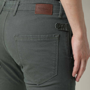 Rare Rabbit Men'S'S Saho Olive Jeans Pant Cotton Lycra Fabric Slim Fit Mid-Rise Waist Zipper Closure
