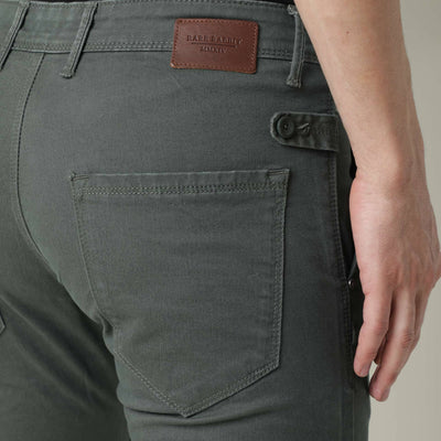 Rare Rabbit Men'S'S Saho Olive Jeans Pant Cotton Lycra Fabric Slim Fit Mid-Rise Waist Zipper Closure