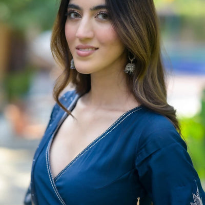 Tanvi blue muslin suit set